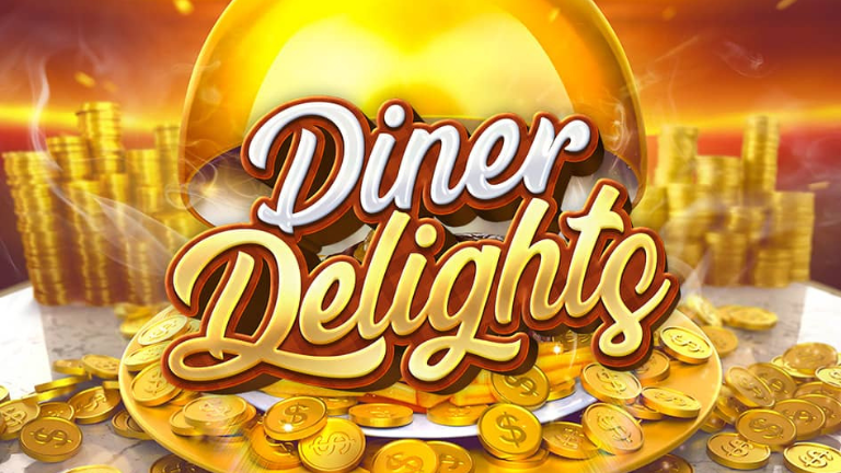 Colorful symbols and cascading reels in Dinner Delights PG Soft Slot, showcasing various gourmet food items.